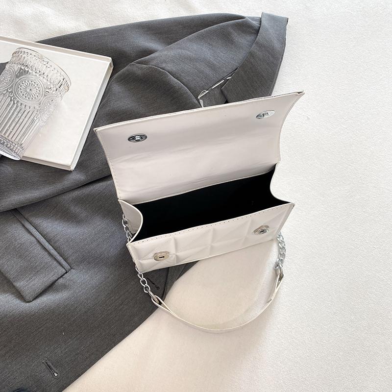 Твердые клетчатые сумки через плечо для женщин с цепочным декором, модная сумка через плечо для женщин для повседневного использования