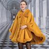 Большая маятниковая шаль из пашмины, женская шаль из искусственного кроличьего меха с воротником из зернистого бархата, уличная одежда, зимнее толстое теплое свободное пончо, накидка