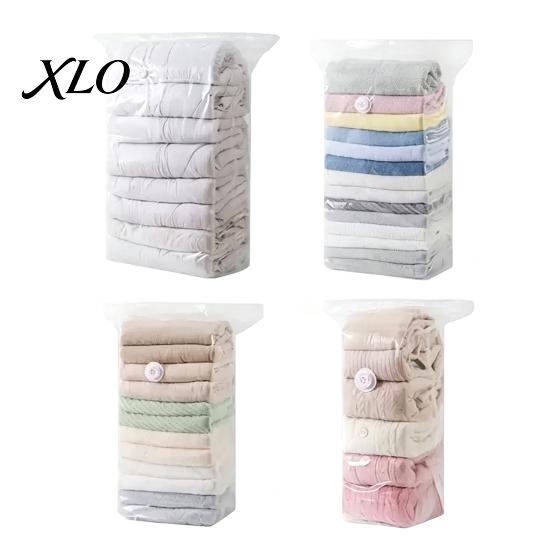 Foldable Storage Solutions 2PCS Vacuum Seal Bags for Clothing, No Pump Compression Bags, Clear Organizer Transparent Space Saving Travel And