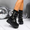 Comemore Thick Bottom Women's Boots 2025 New Belt Buckle Short Tube Wedges High-heeled Shoes Women Black Punk Gothic Botines