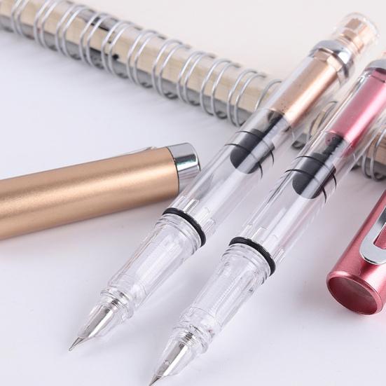 Titanium Fountain Pen High Ink Capacity Vacuum Filling Stainless Steel Fine Nib Smooth Writing Pen for Daily Writing