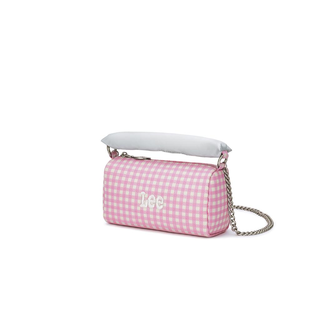 New Lee Fabric Handbag, Shoulder Bag, Crossbody Bag Large Size Women's Pink Plaid LE250038L-102