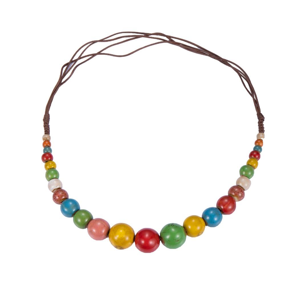 Simple Ceramics Beaded Necklace Choker Bohemia Ceramic Necklace Ethnic Style Necklace Holiday