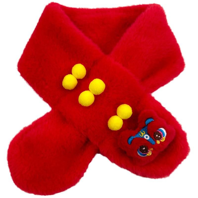 2025 Детский милый мультяшный плюшевый шарф - Зимний и Новогодний имитация кроличьего меха грелка для шеи