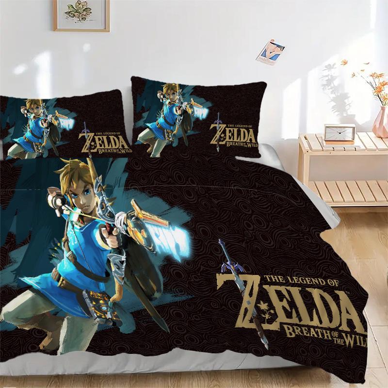 Zelda Breath Wild Adventure Print 3Pcs Bedding Setduvet Cover With 2 Bedropillowcase Home Birthday Gift