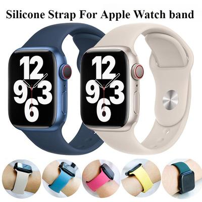 Силиконовый ремешок для Apple Watch, ремешок 44 мм, 40 мм, 45 мм, 41 мм, 49 мм, 38 мм, 42 мм, 44, 45 мм, спортивный браслет iWatch Series 8 SE 7 3 5 6 Ultra