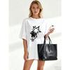 Oversized T Shirt Black Star Print Casual Wear For Women Summer Outfit Streetwear Fashion Top