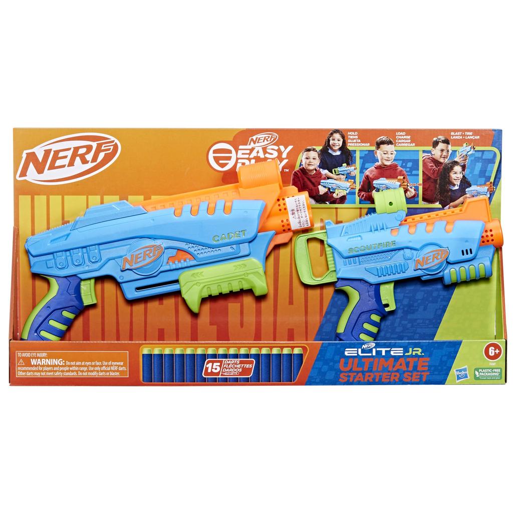 Hasbro Nerf Elite Ultimate Starter 2 вида из 15 Nerf Elite для активного отдыха от 6 лет и старше F6369 Оригинальный продукт JR. Набор, простые в использовании бластеры, дротики,