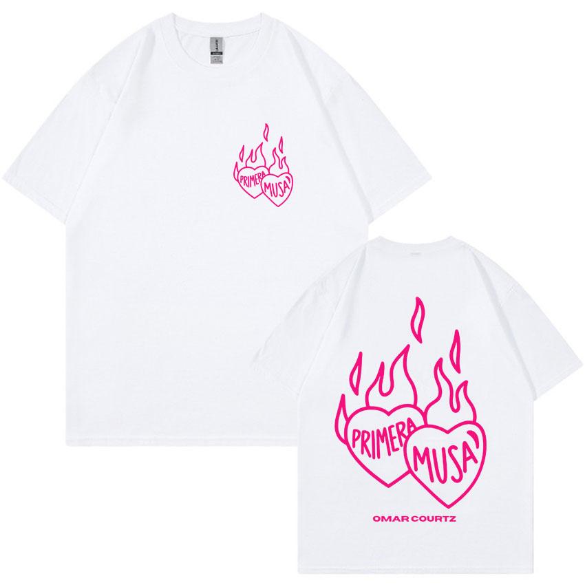 2025 Pop Rapper Omar Courtz Primera Musa Heart Harajuku Graphic T-shirt Men's Hip-hop Loose T-shirt Summer Short Sleeve