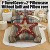 3pcs Duvet Cover Set without Core 1 Quilt Cover + 2 Pillowcases Rustic Barn Star Design Bedding Set for Bedroom, Soft