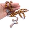 Catholic Wooden Rosary Virgin Mary Jesus Cross Necklace Fashion Catholicism Jewelry Gifts
