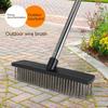 Long Handle Wire Brush with 50 Degree Ergonomic Angle Telescopic Stainless Steel Handle Wide Coverage Scrubbing Tool