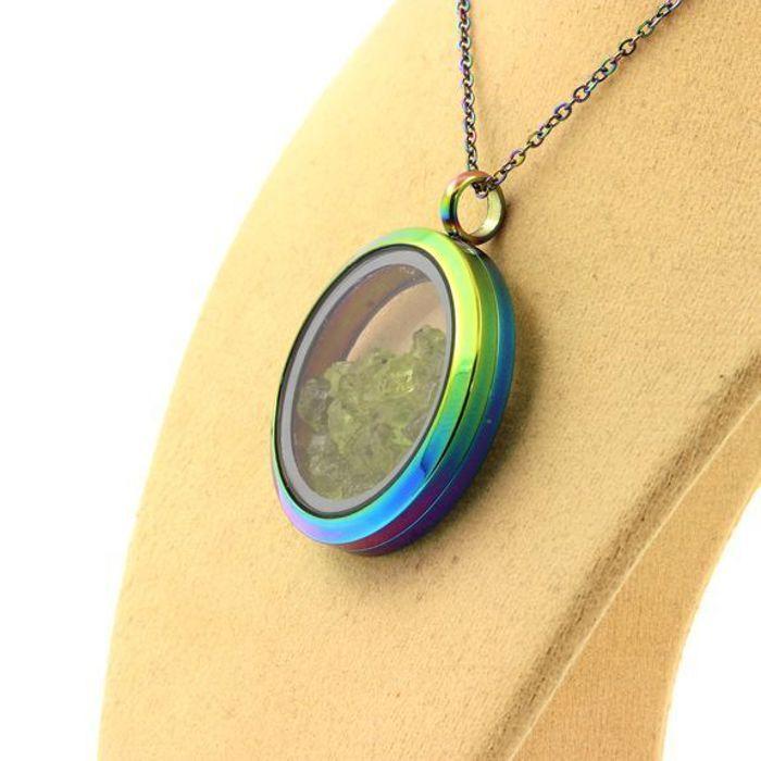 Stones and Minerals. Raw Peridot Necklace. Multicolored Model.