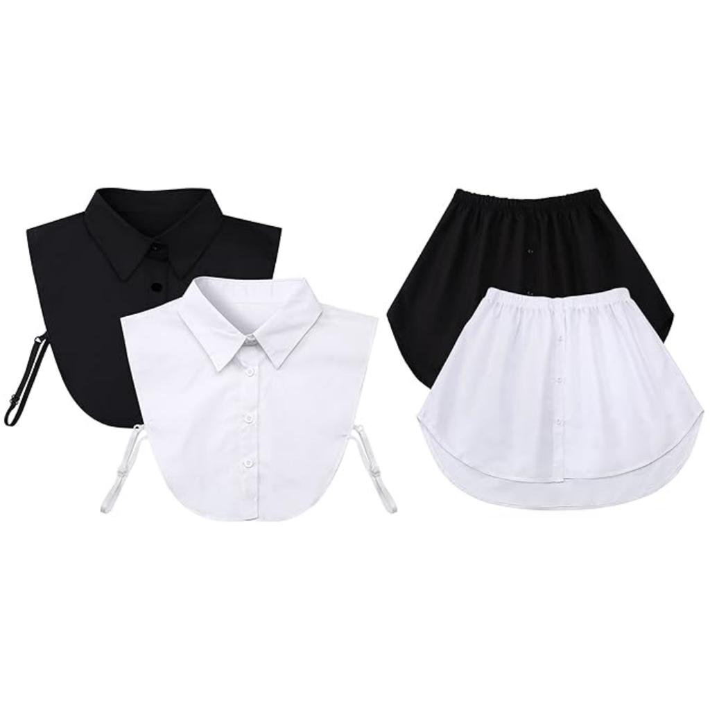 4 Pcs Fake Collar Blouse Dickey Collar for Women Detachable Collar False Half Shirts Sweep Shirt Extender Adjustable Layering Fa