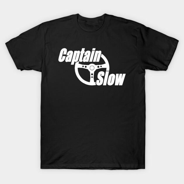 Asian Size Men Black Print T-shirt Captain Slow Classic Logo (White) No-Cut Print Cotton Tshirt