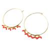[Q1403] - Handmade Rose Gold 'Boho' Hoop Earrings (ear of Wheat) - 40 Mm 5 Mm
