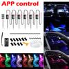 RGB салон автомобиля окружающий свет неоновая оптоволоконная лента удаленное приложение Bluetooth управление без резьбы беспроводная атмосфера