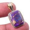 Подарочный двухцветный кулон из натурального фиолетового, медного и бирюзового серебра 925 пробы, 1,25 дюйма e7d77