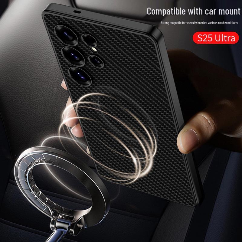 Чехол для телефона S25ULTRA: Кросс-бордер Кожаный, Магнитный, Беспроводная Зарядка, 2-в-1 Защита