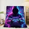 Cyberpunk Neon Gaming Blanket Flannel Blanket for bed, sofa, Camping, Hiking, Picnic Essentials, gift for family Fan gifts