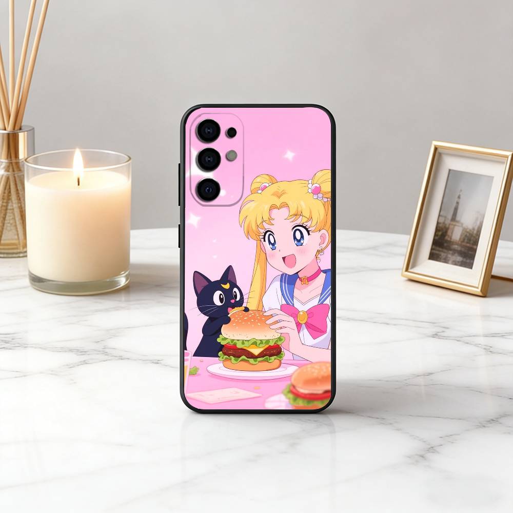 Милый Чехол Для Телефона S-Sailor M-Moons Усаги Цукино Для Samsung S25,S24,S21,S22,S23,S30,Ultra,S20,Plus,Fe, Мягкий Силиконовый Черный Чехол
