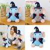 Plush Elephant Toy For Kids Soft Cartoon Sleeper Pillow With Wizard Hat And Bow Decor