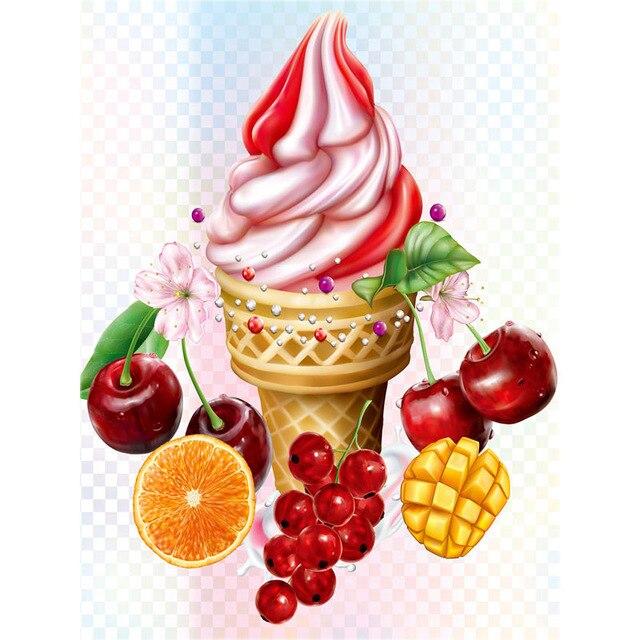 5D алмазная живопись Мороженое Десерт Полный дрель Круглая Алмазная вышивка Шоколадная тележка Картина Детский подарок Украшение дома