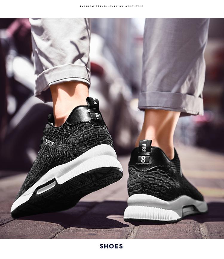 Мужские кроссовки для бега на платформе Flyknit, увеличивающие рост, с толстой подошвой, дышащие, низкие, сетчатые, повседневные кроссовки для весны/лета.