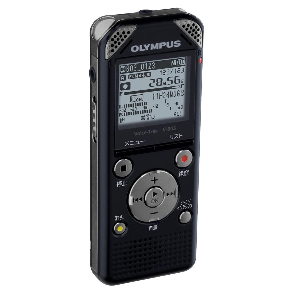 Диктофон OLYMPUS IC VoiceTrek 8 ГБ, совместимый с линейной PCM, оснащенный направленным микрофоном и FM-тюнером BLK Black V-803