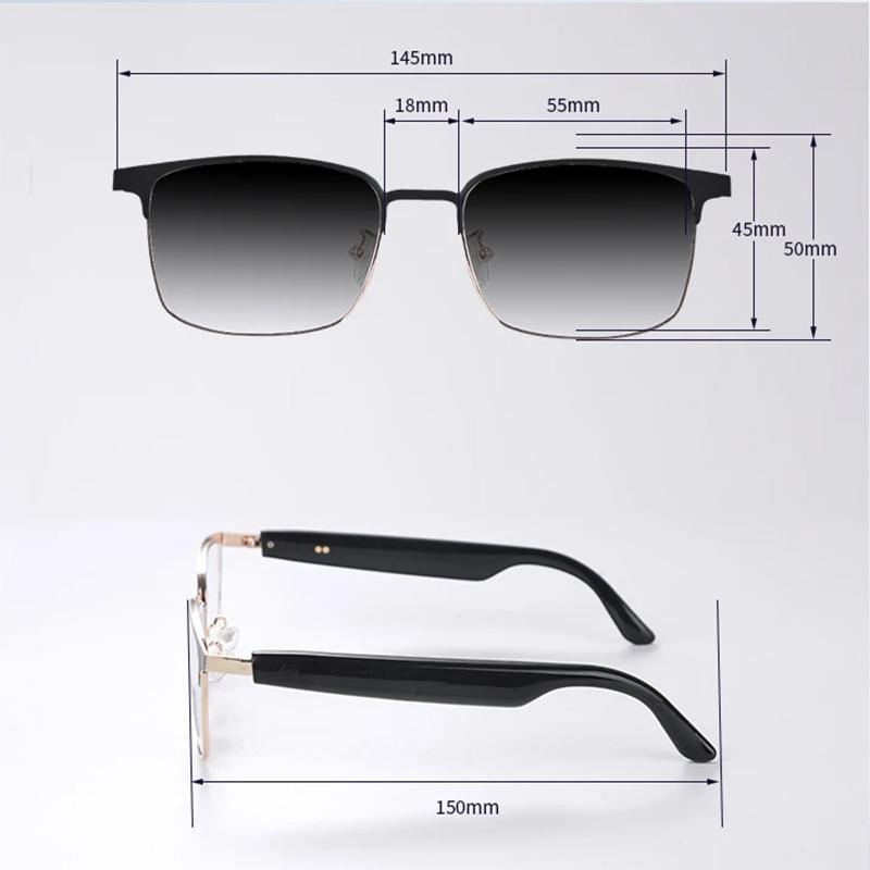 CLLOIO Беспроводные Bluetooth Смарт-очки для коррекции зрения Анти-синий луч Фотохромные очки для чтения при близорукости Прогрессивные очки GS06