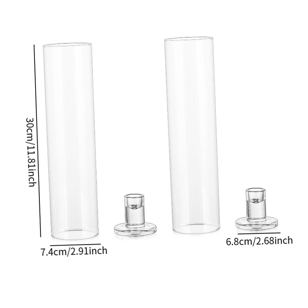 2 Pieces Tall Candle Holder Cylinder Glass Flower Vase Versatile Windproof Column