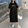 Women's Summer Short Sleeve Tummy Shading T-shirt Dresses Loose Big Size Casual Medium Length Knee Length Dresses