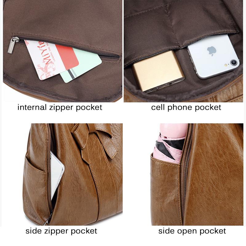 2025 Модные женские рюкзаки с бантом из натуральной кожи, женские школьные сумки из воловьей кожи с защитой от кражи и орнаментом в виде медведя