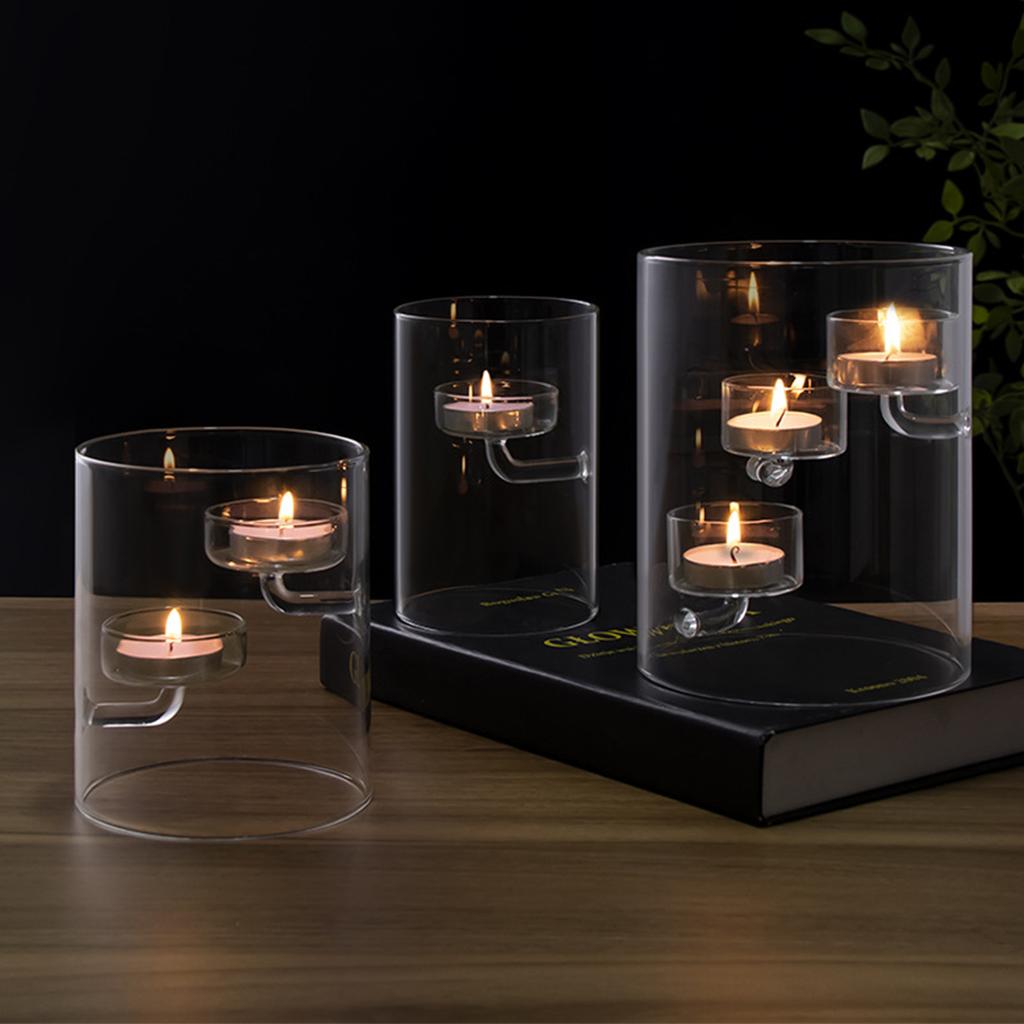 Cylinder Glass Votive Tealight Candle Holder Clear Floating Candle Display DIY Table Centerpieces Decoration Craft