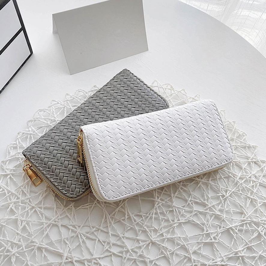 Ladies Fashion Simple Mid-length Zipper Woven Wallet Clutch Purse KTB