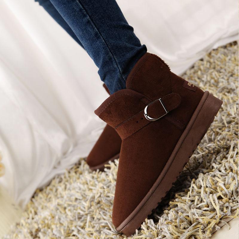 Зимние Нескользящие Теплые Короткие Снежные Ботинки Женские Ботинки Студенческие Плоские Короткие Ботинки Зимние Ботинки Обувь с Хлопковой Подкладкой Обувь Мода