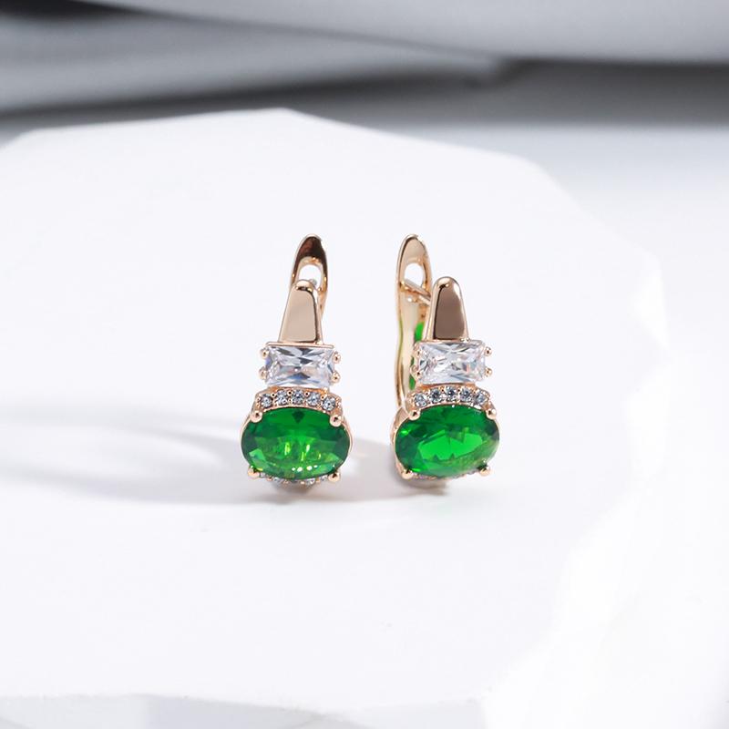 Kinel милые серьги-гвоздики с блестящим зеленым цирконием для женщин, ювелирные изделия с каплями воды