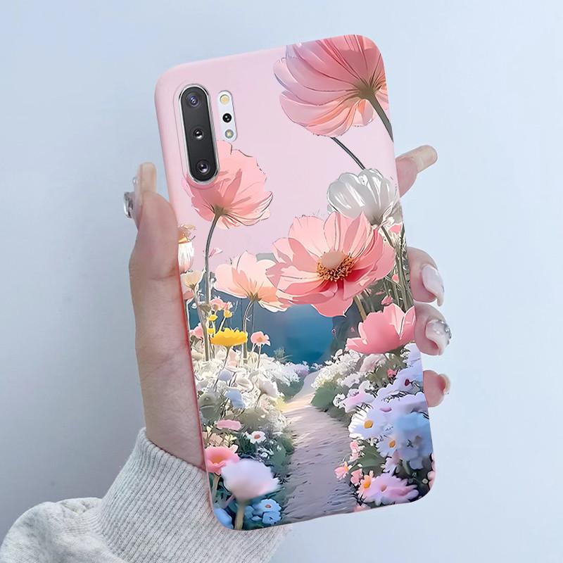 For Samsung Galaxy Note 10 Plus N970F N975F Phone Case Butterfly Flower Girl Design Soft Silicone TPU Back Housing Note10 Covers