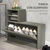 Entryway Furniture Set with Coat Rack, Mirror, Bench with Shelf and Shoe Cabinet for 8 Pairs of Shoes, Grey