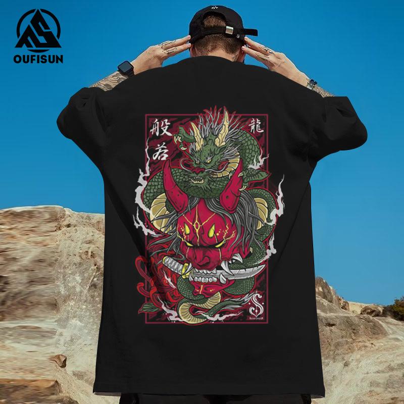 Мужские футболки с 3d японским принтом «Призрачный воин», мужская футболка, футболки в стиле хип-хоп, футболка большого размера, мужская одежда, винтажные уличные топы 2024