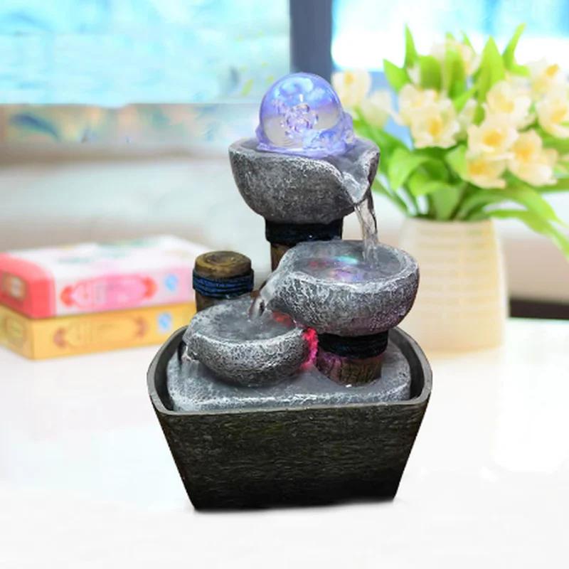 Декоративные внутренние фонтаны из смолы, подарки, колесо фэн-шуй, настольный фонтан для офиса, украшение чайного домика ZM904