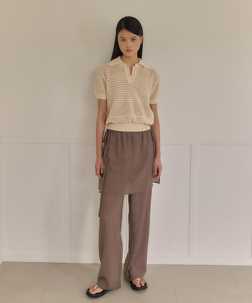 OURO Sheer Skirt Pants [ Brown ]