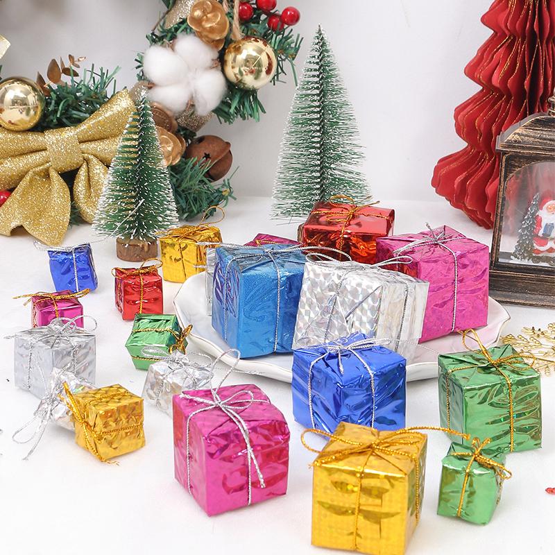 6/12Pcs Christmas Decoration Color Gift Box Hanging Christmas Tree Pendant Ornament for Home New Year Party Navidad 2026 Decor