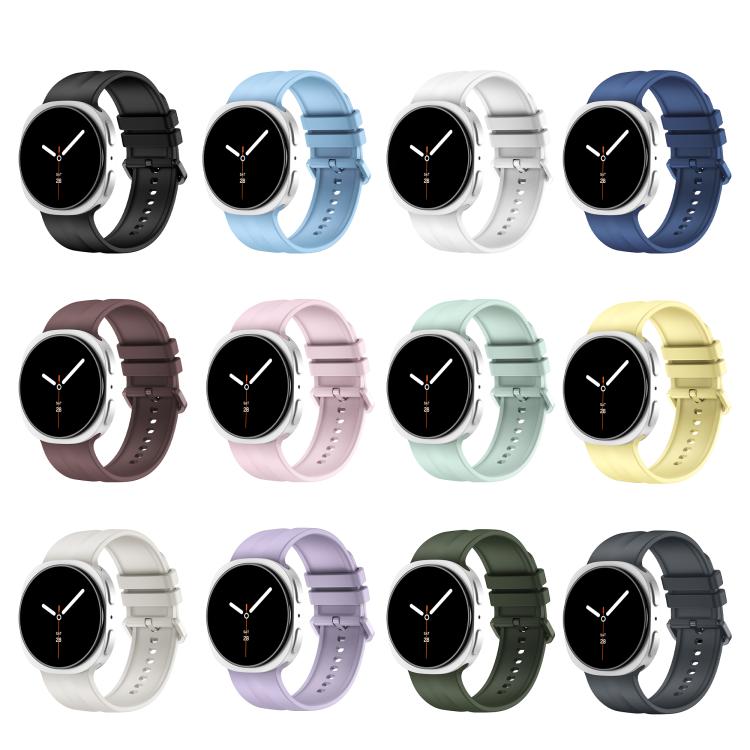 Solid Color Vertical Striped Silicone Watch Band for Galaxy Watch9 / 8 / 8 Classic, Adjustable Replacement Strap