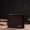 Вместительное мужское портмоне из натуральной кожи с тиснением под крокодила CANPELLINI 21870 Коричневый