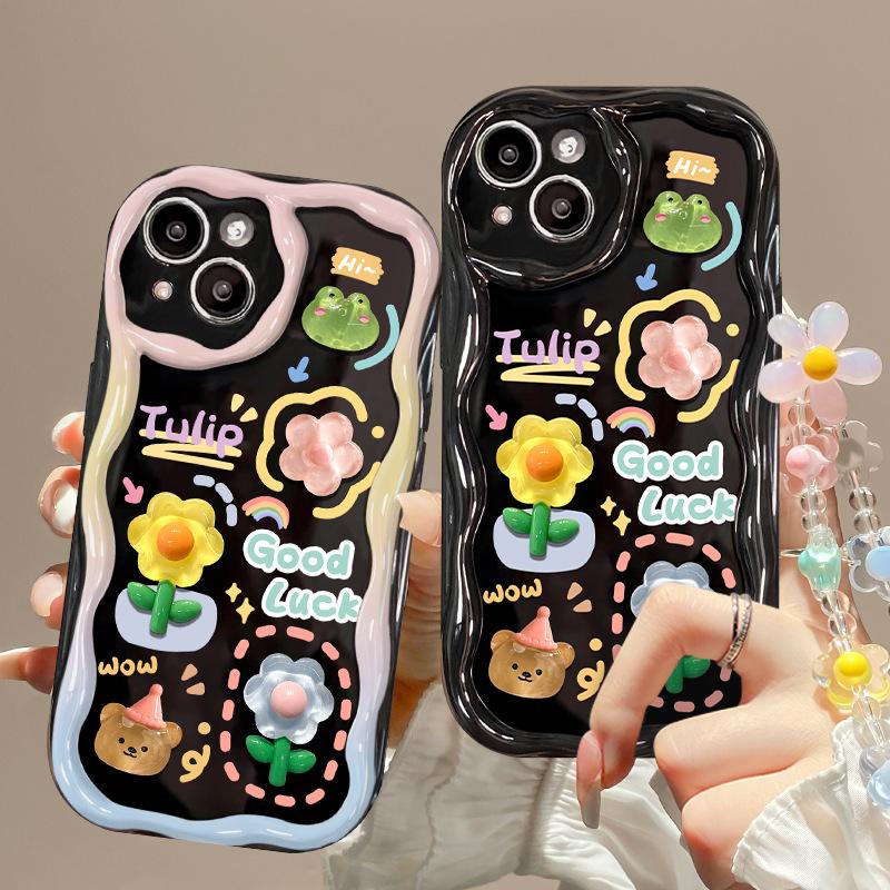 Applicable To Apple 15 Promax Mobile Phone Case IPhone 14 Cute Frog Doll Chain 13 Full Package Silicone Anti-fall
