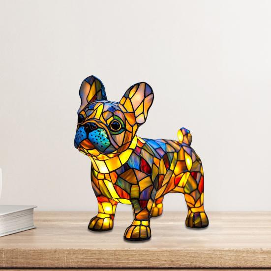 Светодиодный светильник с орнаментом в виде корги, настольная лампа в стиле ретро из смолы для собак, ночник с теплым окружающим светом, акцентное освещение для гостиной