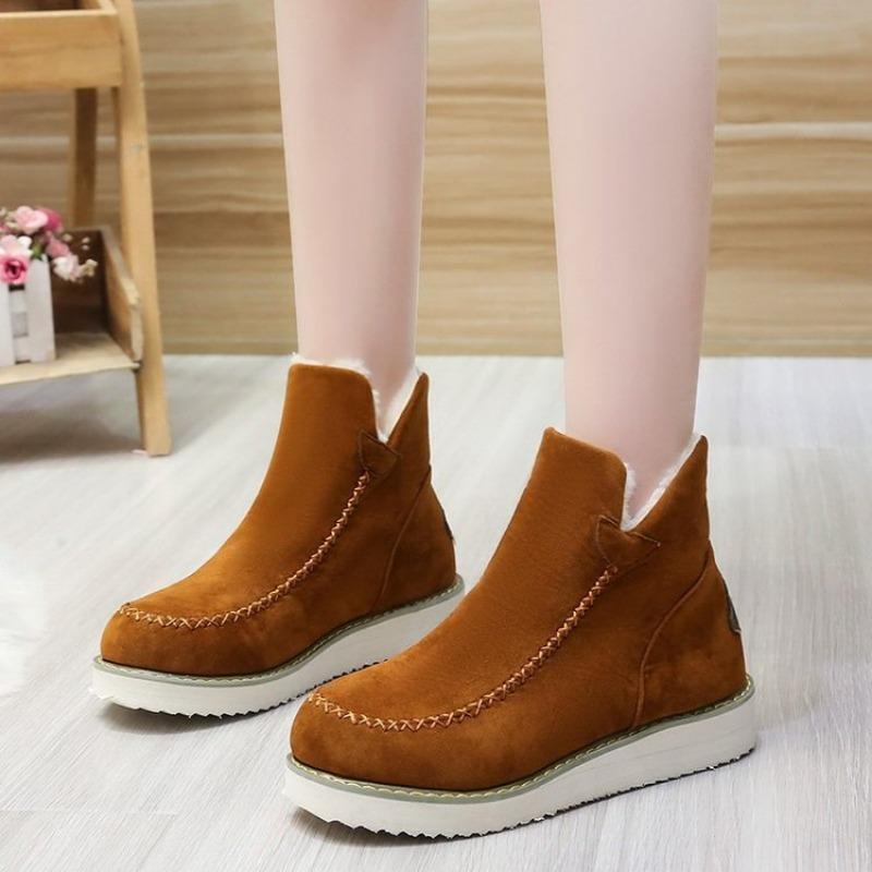 Winter New Thick-soled Velvet Thickened Snow Boots for Women, Large Size Warm Towel, Short Boots, Cotton Shoes for Women