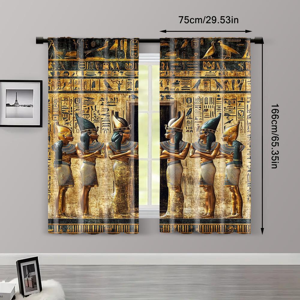 2 шт. Шторы Рулонные шторы Древнеегипетская фреска Машинная стирка Ткань Термоизоляция Универсальные 100% Полиэстер (без
