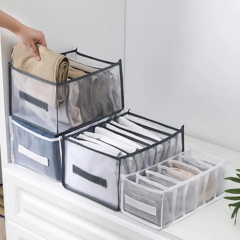 Household Underwear and Socks Mesh Storage Boxes Jeans Sorting Storage Boxes Foldable Wardrobe Drawer Organization Artifact